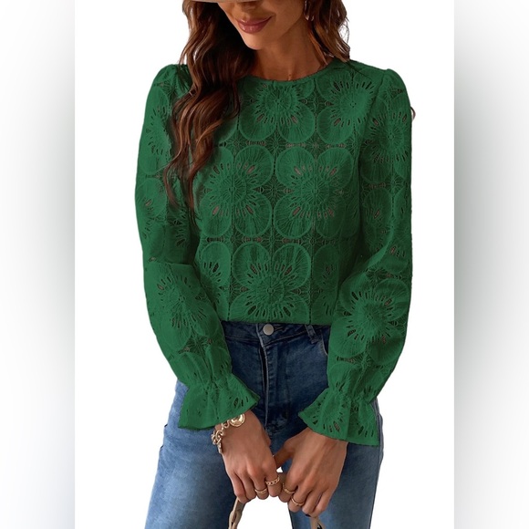 Cupshe Tops - Cupshe Women's Eyelet Long Slee Shirt Crochet Lace Embroidered Blouse,
XS